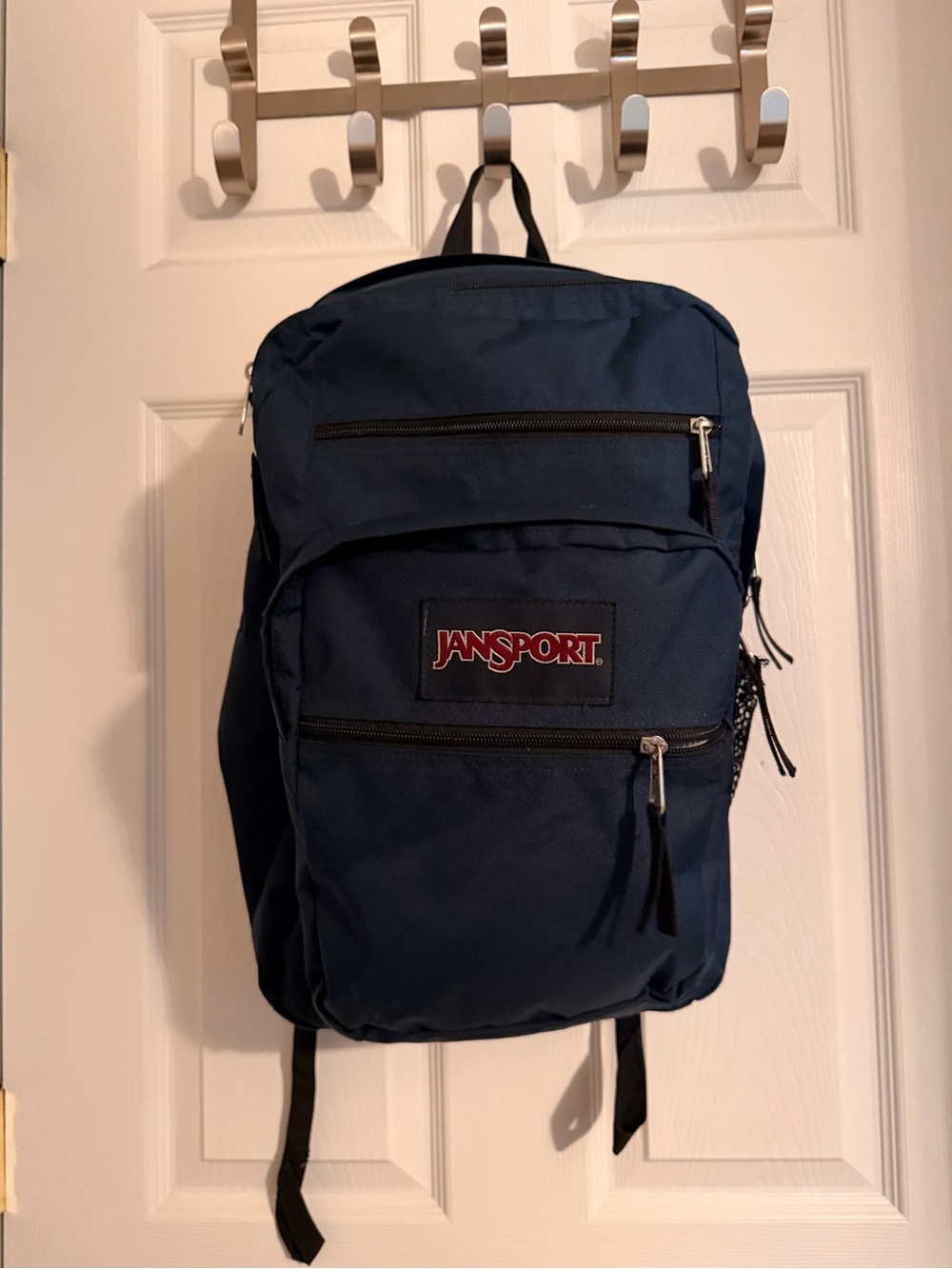Jansport Navy Blue Backpack with Front Zip Pockets